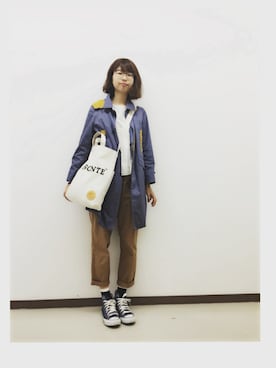 「I am I in fact...（アイアムアイインファクト）のアイテム（ステンカラーコート）」を使った、myumyu*さん（レディース・169cm）の秋コーディネート