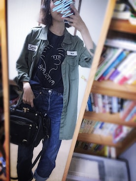 「グッズTシャツ」｜myumyu*さん（レディース・169cm）の秋コーディネート