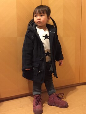 「Disney（ディズニー）のアイテム（ジャケット/アウター、ブルー系）」を使った、Yanto さん（キッズ）の冬コーディネート