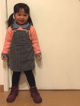 「PALLADIUM（パラディウム）のアイテム（ブーツ、レッド系）」を使った、Yanto さん（キッズ）の春コーディネート