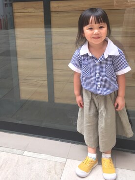 「from koreaのアイテム（チノパンツ、ベージュ系）」を使った、Yanto さん（キッズ）の夏コーディネート