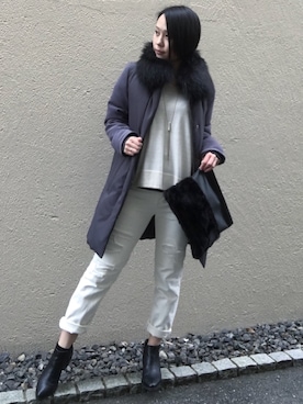 「ファークラッチ」｜「アイテム（ダウンジャケット/コート）」を使った、aikoさん（レディース・158cm）の秋コーディネート