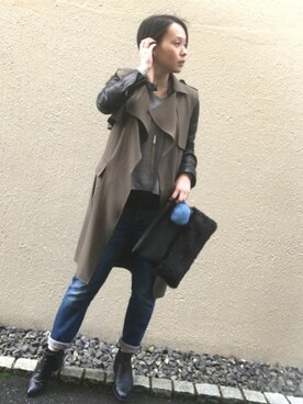 「アンクルデニム」｜aikoさん（レディース・158cm）の冬コーディネート
