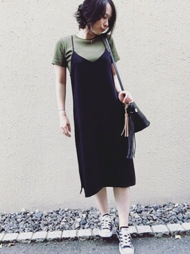 「テレコTシャツ」｜aikoさん（レディース・158cm）の秋コーディネート