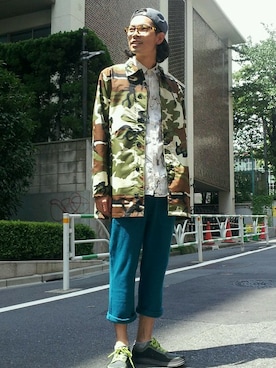 「MANASTASH（マナスタッシュ）のアイテム（ステンカラーコート）」を使った、Haranoさん（メンズ・180cm）の秋コーディネート