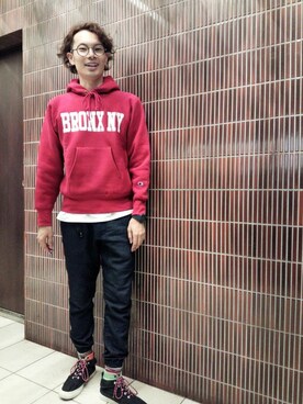 「MANASTASH（マナスタッシュ）のアイテム（スニーカー）」を使った、Haranoさん（メンズ・180cm）の秋コーディネート