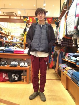 「and wander（アンドワンダー）のアイテム（パンツ）」を使った、Haranoさん（メンズ・180cm）の冬コーディネート