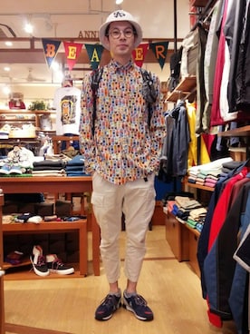 「ALDIES（アールディーズ）のアイテム（帽子）」を使った、Haranoさん（メンズ・180cm）の春コーディネート