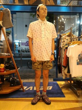 「and wander（アンドワンダー）のアイテム（パンツ）」を使った、Haranoさん（メンズ・180cm）の夏コーディネート