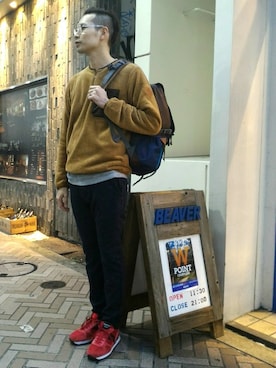 「Saucony（サッカニー）のアイテム」を使った、Haranoさん（メンズ・180cm）の秋コーディネート