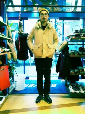 「and wander（アンドワンダー）のアイテム（ダウンジャケット/コート）」を使った、Haranoさん（メンズ・180cm）の秋コーディネート
