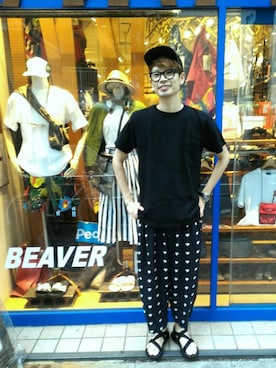 「Chaco（チャコ）のアイテム」を使った、Haranoさん（メンズ・180cm）の夏コーディネート