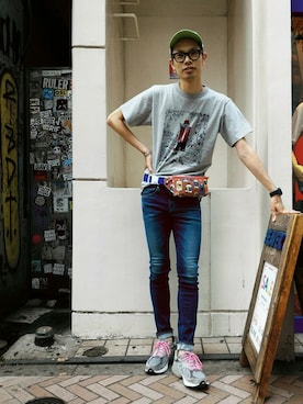 「BEAVER（ビーバー）のアイテム（帽子）」を使った、Haranoさん（メンズ・180cm）の夏コーディネート