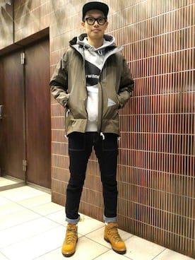「and wander（アンドワンダー）のアイテム（マウンテンパーカー）」を使った、Haranoさん（メンズ・180cm）の秋コーディネート