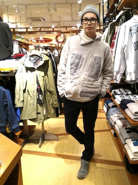「is-ness（イズネス）のアイテム（ニットキャップ/ビーニー）」を使った、Haranoさん（メンズ・180cm）の秋コーディネート