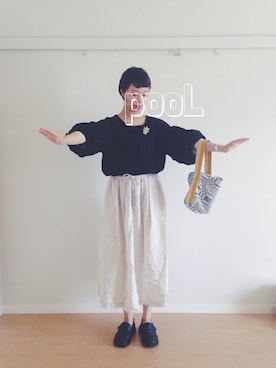 「KAPITAL」｜「アイテム（その他）」を使った、 s h i.さん（レディース・157cm）の夏コーディネート