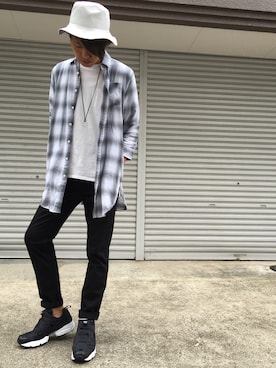 「GLOBAL WORK（グローバルワーク）のアイテム（帽子）」を使った、ちゃんえがさん（メンズ・178cm）の夏コーディネート