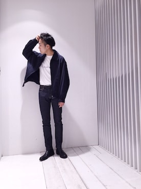 「soe（ソーイ）のアイテム（ブルゾン）」を使った、Shuichiro Imaeさん（メンズ・178cm）の春コーディネート