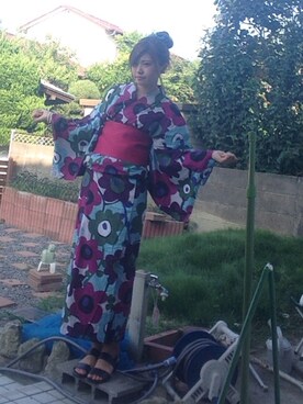 「アイテム（浴衣、グリーン系）」を使った、🐸さん（レディース・163cm）の夏コーディネート