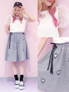 「skirt」｜「アイテム（キャップ）」を使った、CandyStripperさん（レディース・161cm）の春コーディネート