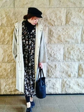 「マリンキャップ」｜「アイテム（ダウンジャケット/コート）」を使った、ryoさん（レディース・156cm）の冬コーディネート