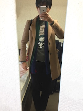 「スウェット×シャツ」｜「アイテム（ジャケット/アウター）」を使った、Tak.Kさん（メンズ・168cm）の冬コーディネート