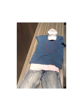 「アイテム（デニムパンツ、シルバー系）」を使った、けーちゃんさん（メンズ・180cm）の夏コーディネート