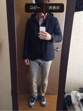 「アイテム（テーラードジャケット）」を使った、岡谷 翼さん（メンズ・168cm・10代）の冬コーディネート