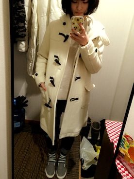 「白ダッフル」｜サエコさん（レディース・156cm）の冬コーディネート