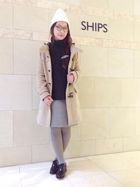 「SHIPS for women」｜「アイテム（ダッフルコート）」を使った、大沼さん（レディース・154cm）の秋コーディネート