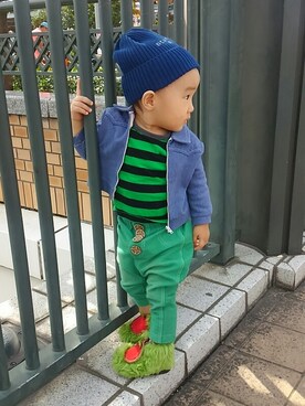 「BOO HOMES（ブー オム）のアイテム」を使った、たろうさん（キッズ・70cm）の秋コーディネート