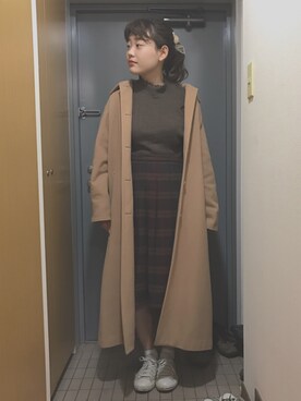 「アイテム（ステンカラーコート）」を使った、日奈子さん（レディース・159cm・10代）の秋コーディネート