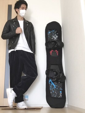 「BEAUTY&YOUTH UNITED ARROWS（ビューティーアンドユースユナイテッドアローズ）のBY シープ ダブルライダース（ライダースジャケット、ブラック系）」を使った、JyunyaItoさん（メンズ・173cm）の秋コーディネート