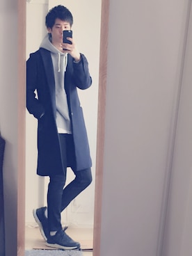 「URBAN RESEARCH DOORS MENS（アーバンリサーチ ドアーズ メンズ）のDOORS 二重織りチェスターコート（チェスターコート、ブルー系）」を使った、JyunyaItoさん（メンズ・173cm）の秋コーディネート