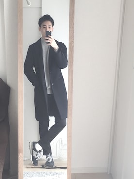 「URBAN RESEARCH DOORS MENS（アーバンリサーチ ドアーズ メンズ）のDOORS 二重織りチェスターコート（チェスターコート、ブルー系）」を使った、JyunyaItoさん（メンズ・173cm）の秋コーディネート