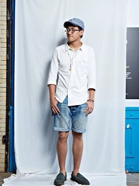 「REMIX（リミックス）のアイテム（その他シューズ）」を使った、郝涼まあクールさん（メンズ・178cm）の秋コーディネート