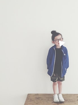 「アイテム（マウンテンパーカー、ブルー系）」を使った、keemiiiiiさん（キッズ・100cm）の春コーディネート