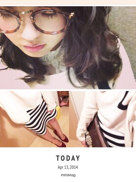 「merry jenny（メリージェニー）のレーストップス（その他トップス、ホワイト系）」を使った、奥田晃子さん（レディース・153cm）の春コーディネート
