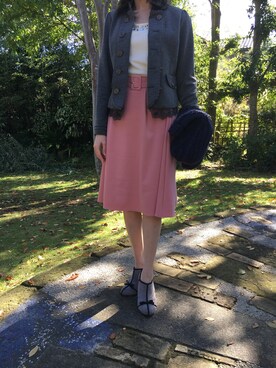「axes femme（アクシーズファム）のアイテム（ノーカラージャケット）」を使った、kayocchiさん（レディース・163cm）の冬コーディネート