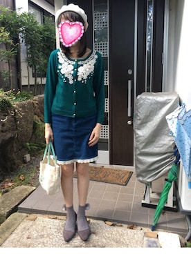 「axes femme（アクシーズファム）のアイテム（デニムスカート）」を使った、kayocchiさん（レディース・163cm）の冬コーディネート