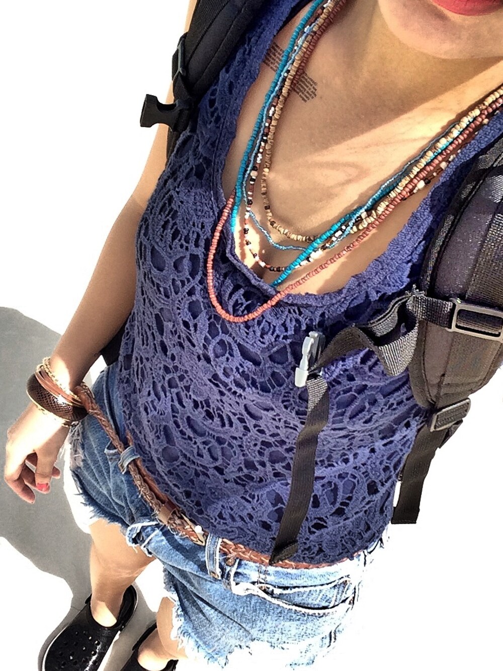 「Bershkaのアイテム（タンクトップ、ブルー系）」を使った、nanana❣さん（レディース・165cm）の冬コーディネートの1枚目の写真