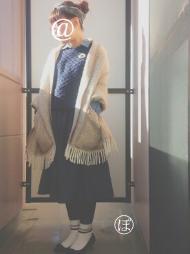 「chambre de charme（シャンブルドゥシャーム）のアイテム（アクセサリー）」を使った、hannaさん（レディース・147cm）の冬コーディネート