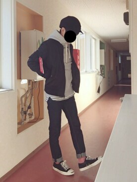 「アイテム（MA-1）」を使った、raiさん（メンズ・168cm・20代）の春コーディネート