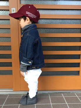 「COMME CA DU MODE（コムサデモード）のアイテム（ブーツ）」を使った、SOU ＊YUZUさん（キッズ・90cm）の冬コーディネート
