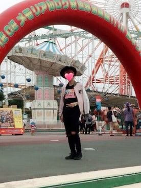 「遊園地」｜「アイテム（スタジャン）」を使った、とらきゅんさん（メンズ・180cm）の夏コーディネート