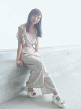 「ピンクベージュ」｜「アイテム（オールインワン・サロペット）」を使った、miyokoさん（レディース・157cm）の夏コーディネート