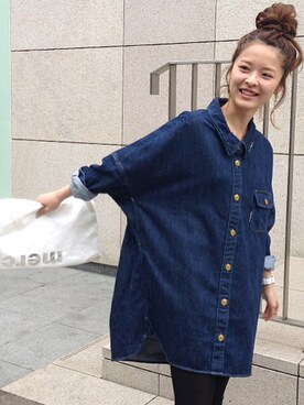 シャツワンピースを使った 冬 の人気ファッションコーディネート Wear