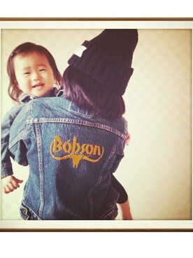 「BOBSON（ボブソン）のアイテム（デニムジャケット）」を使った、こまこまさん（キッズ・110cm）の春コーディネート