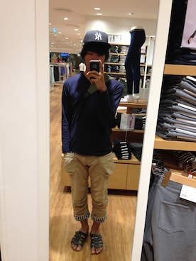「しまむら（シマムラ）のアイテム（カーゴパンツ）」を使った、Rさん（メンズ・185cm）の秋コーディネート