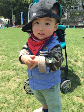 「いい顔ポーズのアイテム（その他、その他）」を使った、SiONさん（キッズ・90cm）の春コーディネート